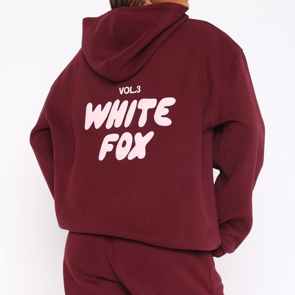 BNWOT White Fox Burgundy Graphic Hoodie - Picture 2 of 2